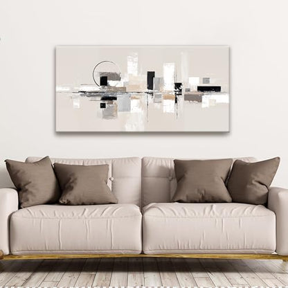 Abstract Canvas Art Wall Decor Black White Wall Art Painting Abstract Wall Decor Prints Grey Brown Minimalist Artwork Picture For Bedroom Kitchen Office Bathroom Home Wall Decoration 20" × 40"