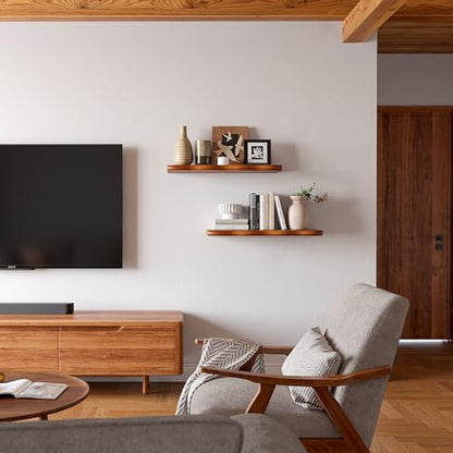 24inch Walnut Finished Floating Shelves for Wall (2 Count)