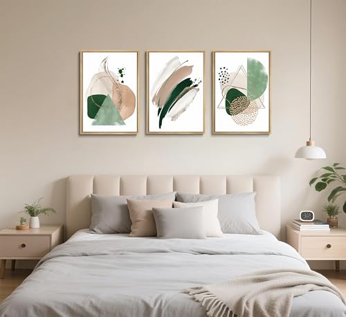 3Pcs Sage Green Minimalist Geometric Abstract Posters Wall Art (3 Count)