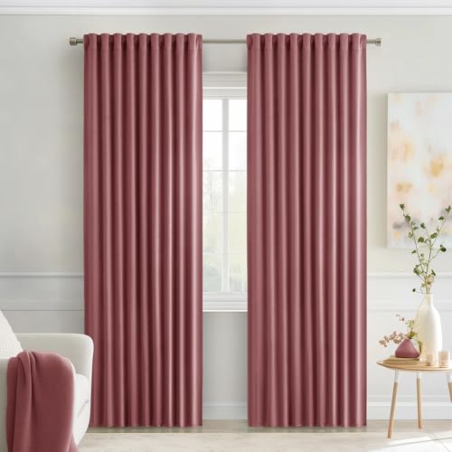 Dusty Rose Back Tab Blackout Curtains 52x84 Inch Length 2 Panels Set (2 Count)
