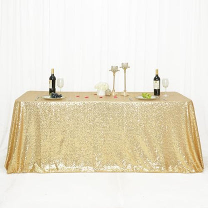 Sequin Tablecloth 60x102 Inch Light Gold for Wedding Party