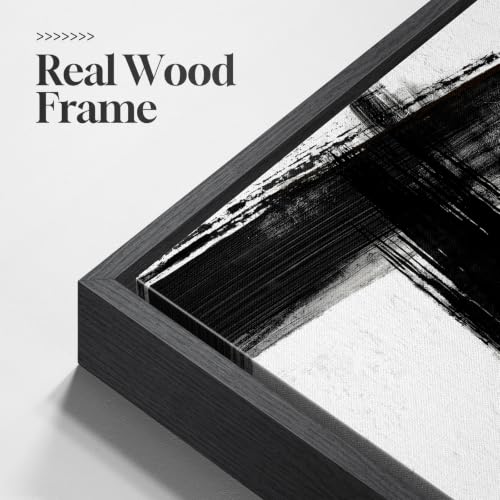Large Framed Black and White Modern Abstract Wall Art Set (3 Count)