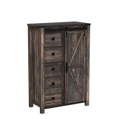 5 Drawers Dresser with Sliding Barn Doors