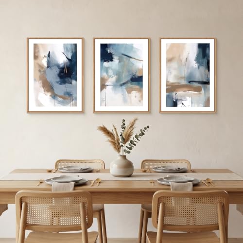 Abstract Navy Blue Framed Canvas Wall Art