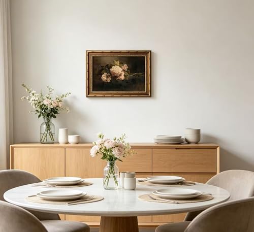 Vintage Gold Framed Moody Floral Wall Art
