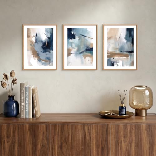Abstract Navy Blue Framed Canvas Wall Art
