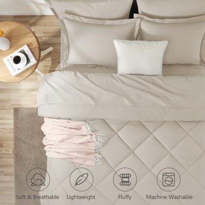 Oversized Queen Comforter Set Beige