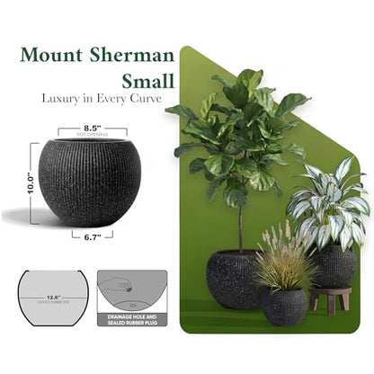 Premium Mt Sherman Fiberstone Sphere Planter for Indoor Outdoor Use
