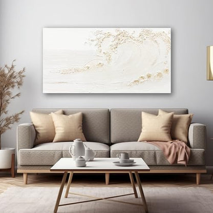 Canvas Wall Art Decor White Wall Art Silent Waves With Gold Canvas Art Wall Decor Wall Art Painting Decorations Artwork Wall Art Prints For Room Living Room Bedroom Office Decor 20x40 Inch