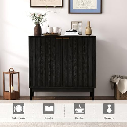 Fluted Buffet Cabinet with Storage