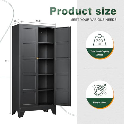 71" H Metal Storage Cabinet with 2 Doors and 4 Shelves