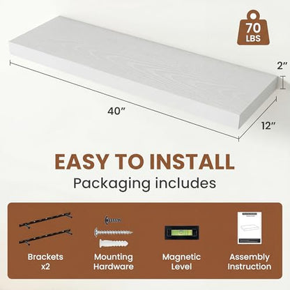 Deep Floating Shelves 40x12” Set of 2 (2 Count)