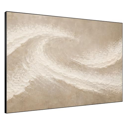 60"x72" Extra Large Framed Wall Art Soft Sand Wave Abstract Neutral Illustration for Home Living Room Bedroom Decor