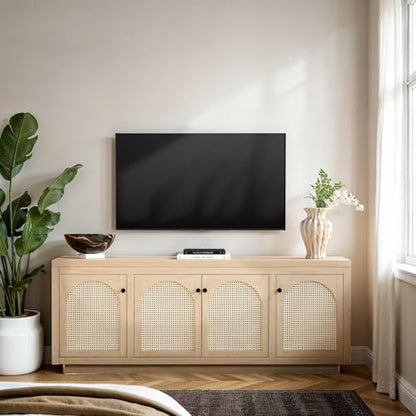 Sasha 4 Door Sideboard Buffet with Arched Rattan Panels