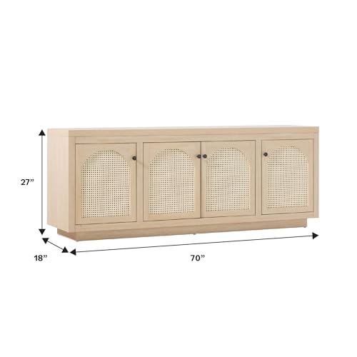 Sasha 4 Door Sideboard Buffet with Arched Rattan Panels