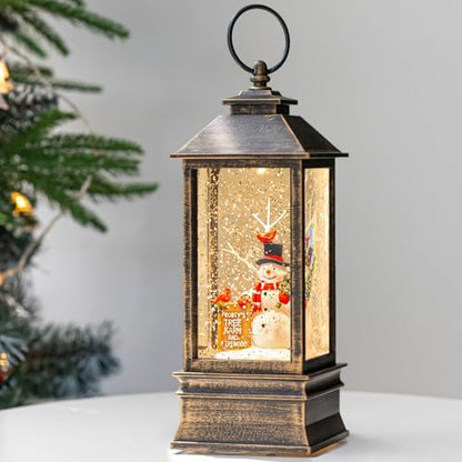 10'' Frosty's Tree Farm Snowman Musical Lighted Snow Globe Water Lantern with Swirling Glitter Decoration for Christmas Home