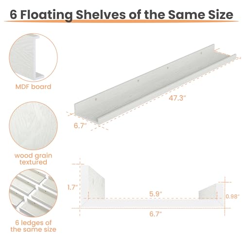 Floating Shelves for Wall Decor and Storage (6 Count)