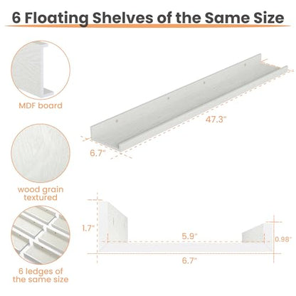 Floating Shelves for Wall Decor and Storage (6 Count)