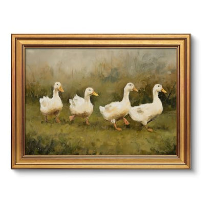 Vintage White Ducks Oil Painting Wall Art