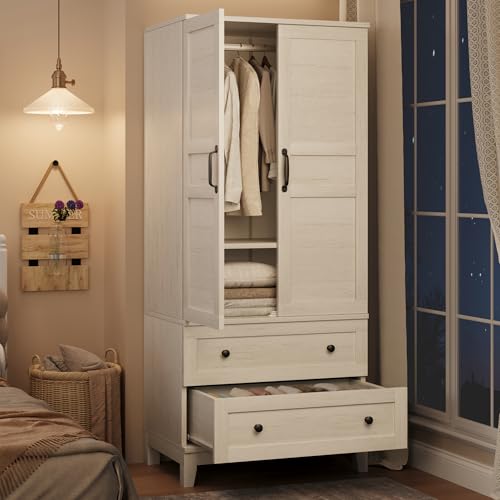 Armoire Wardrobe Closet with 2 Drawers