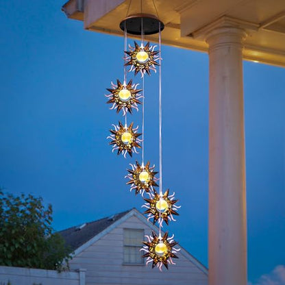 Sun Solar Wind Chimes for Outside Hanging Garden Lights Solar Christmas Decorations Outdoor for Women