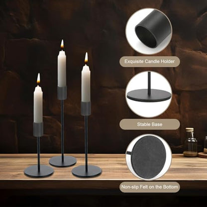 Black Candlestick Holders Bulk for Taper Candles Decorative Metal Candelabra Candle Holders Fit 0.8 Inch Diameter Candles Gold Taper Candle Stands for Wedding Home Party Table Decor (27 Count)