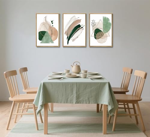3Pcs Sage Green Minimalist Geometric Abstract Posters Wall Art (3 Count)