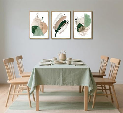 3Pcs Sage Green Minimalist Geometric Abstract Posters Wall Art (3 Count)