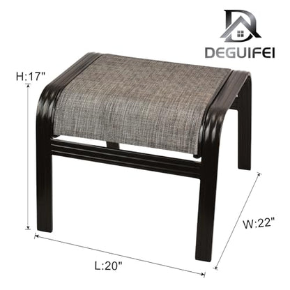 Patio Outdoor Ottoman Footstools Assembled Aluminum Footrest Side Table Small Chairs Patio Ottoman 2 Set Brown (2 Count)