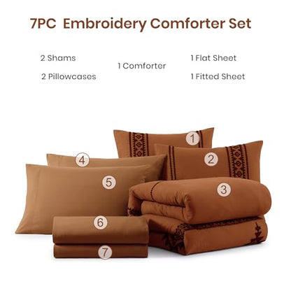 Embroidery King Size Comforter Set 7 Pieces Western Bed in a Bag