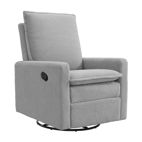 Uptown Upholstered Glider Recliner Rocking Chair 360° Swivel for Nursery and Living Room