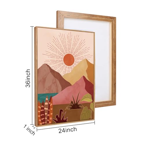 Large Boho Southwest Mountain Framed Canvas Wall Art (3 Count)