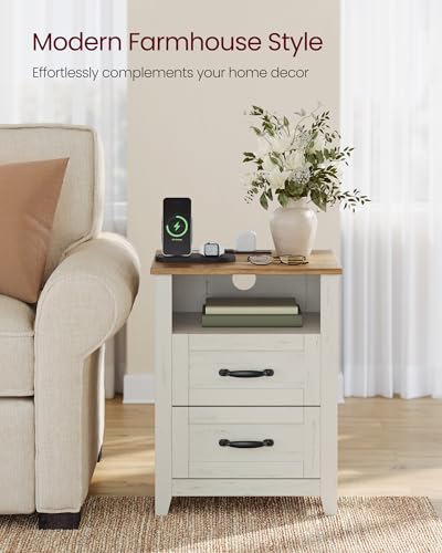 Set of 2 Nightstands with 2 Drawers and Charging Station (2 Count)