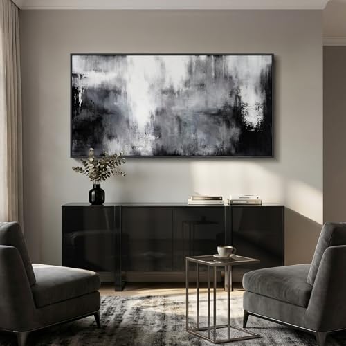 Large Framed Black and White Abstract Wall Art for Living Room