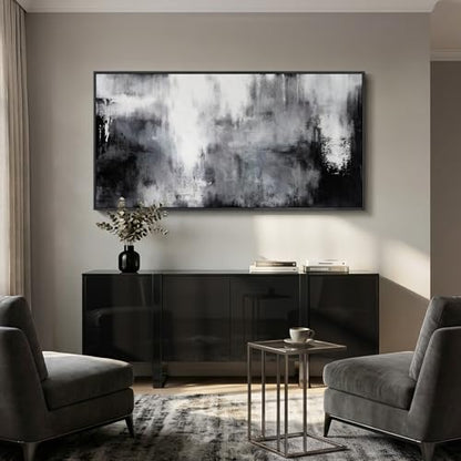 Large Framed Black and White Abstract Wall Art for Living Room