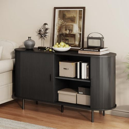 55" Fluted Buffet Sideboard Cabinet with Sliding Door