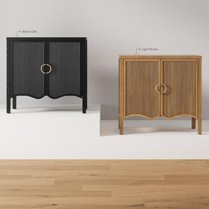 Scott Transitional Fluted Accent Cabinet or Storage Cabinet for Living Room or Entryway with Solid Wood Panel