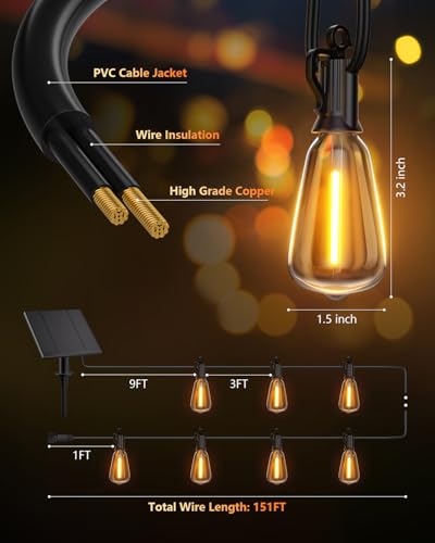 151FT Solar String Lights Outdoor