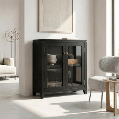 Cosmopolitan 30" Wide Solid Wood Storage Cabinet in Black