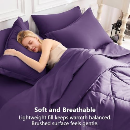 Queen Comforter Set with Sheets Purple