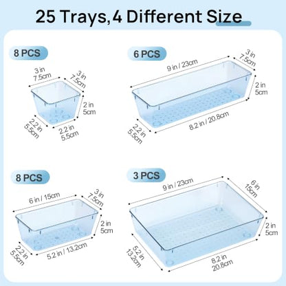 25 Pack Plastic Drawer Organizers with Non (25 Count)