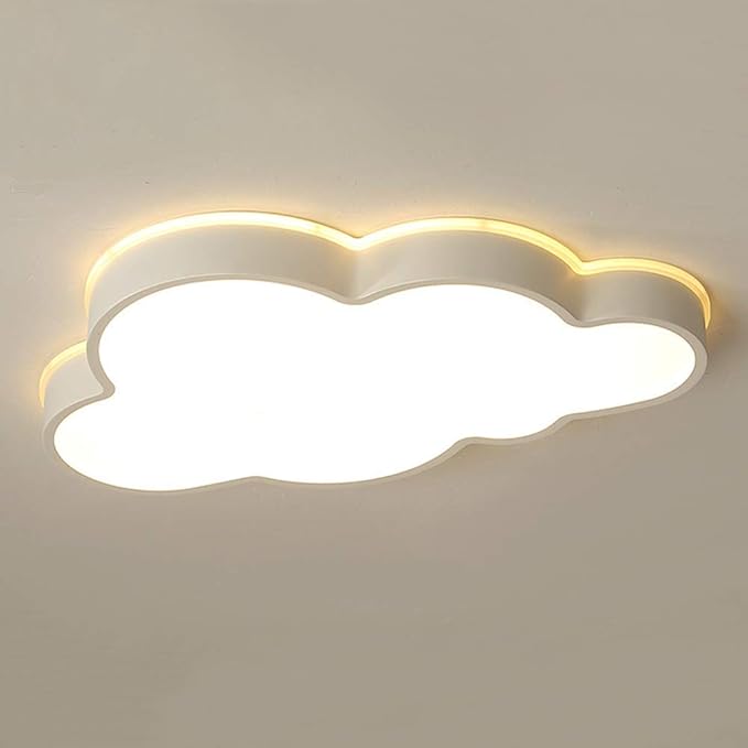 LAKIQ Modern Creative Acrylic LED Lights Cloud Shape Children Room Ceiling Light Flush Mount Ceiling Chandelier Lighting Fixture for Kids Bedroom Kindergarten Living Room (Warm Light, 25.5'')