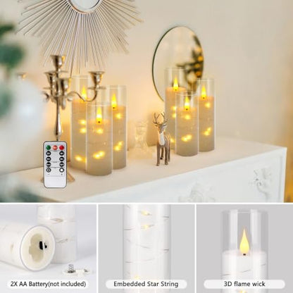 24 Pack Flameless Candles with Embedded Star String Fairy Lights