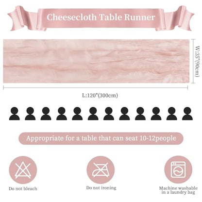 Dusty Pink Cheesecloth Table Runner 35×120Inch Fall Boho Wedding Home Decor