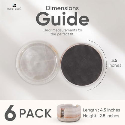 Round Marble Coasters Set of 6 with Holder