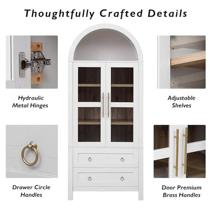 71" Arched Storage Cabinets with Glass Doors