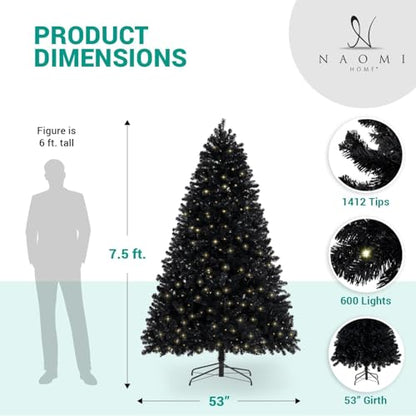 7.5ft Black Christmas Tree with Lights
