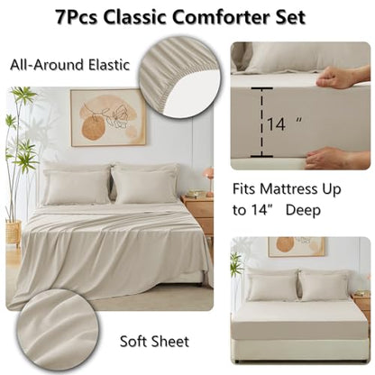 Queen Comforter Set with Sheets Oatmeal