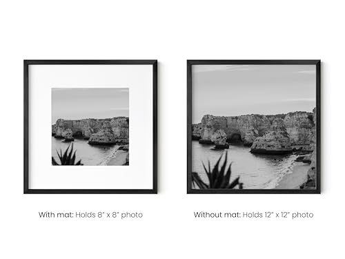 12x12 Black Metal Picture Frame Matted to 8x8