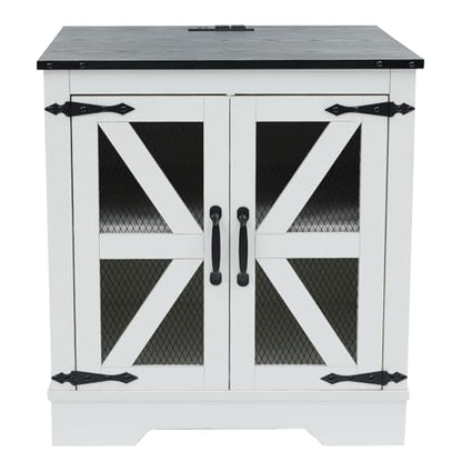 Farmhouse End Table Set with Charging Station